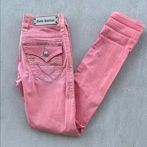 Rock Revival Coral/Pink Skinny Jeans, Size 26